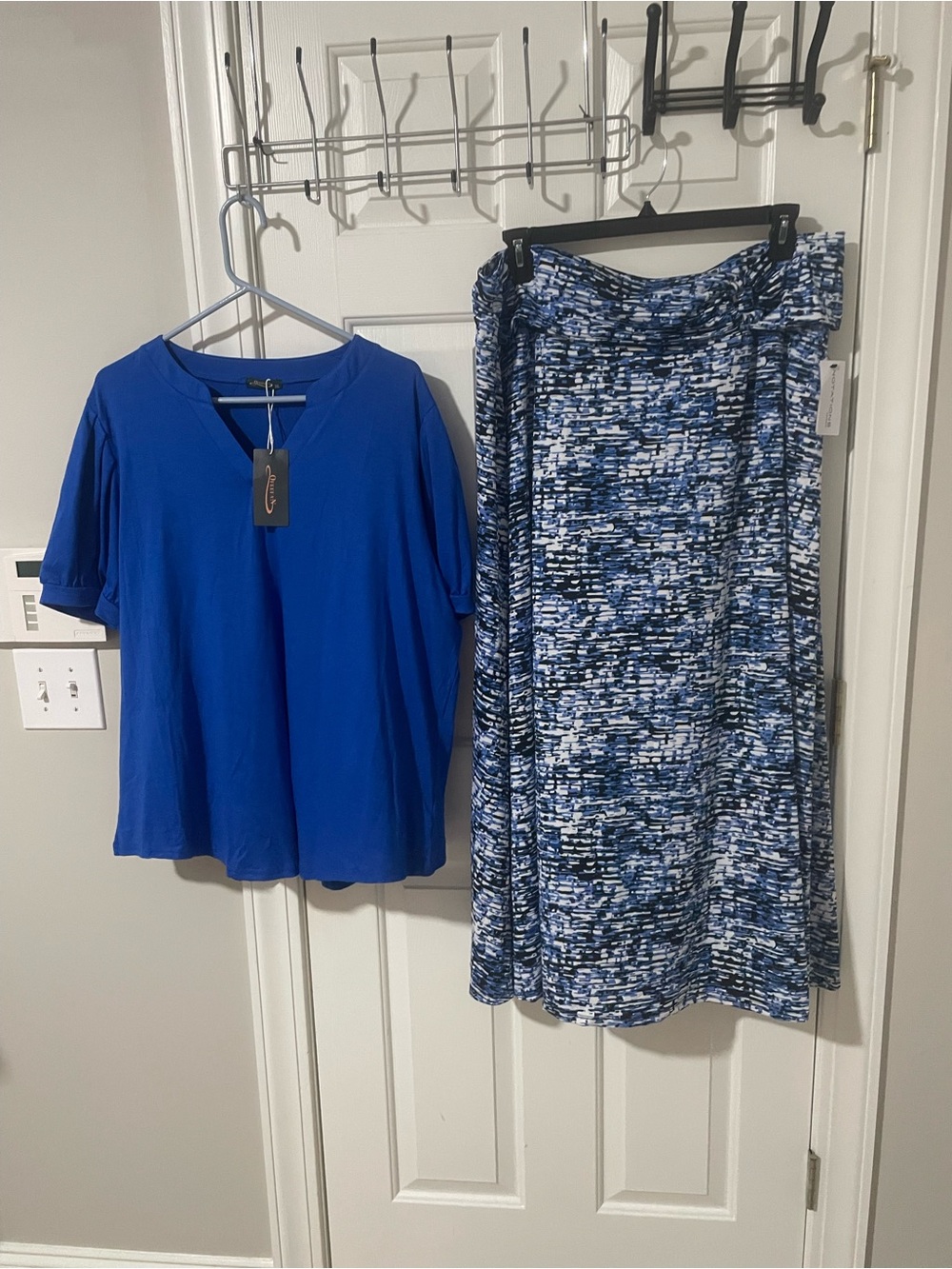 Blue Patterned Maxi Skirt - Women's Blue Printed Skirt set 3x new